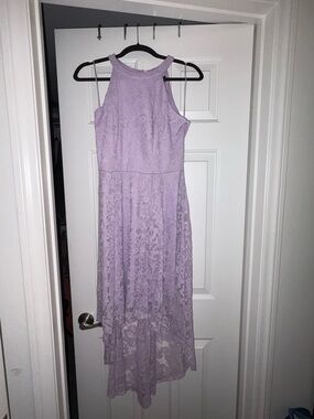 Lilac Lace High-Low Halter Dress